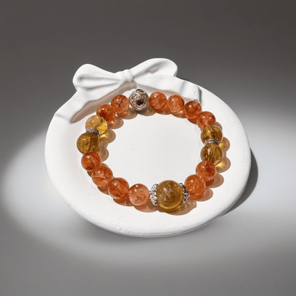 Orange Hematoid Quartz, Red Hematoid Quartz & Citrine Bracelet Healing Set Chakra - Balancing Crystal Jewelry - Nura Crystal