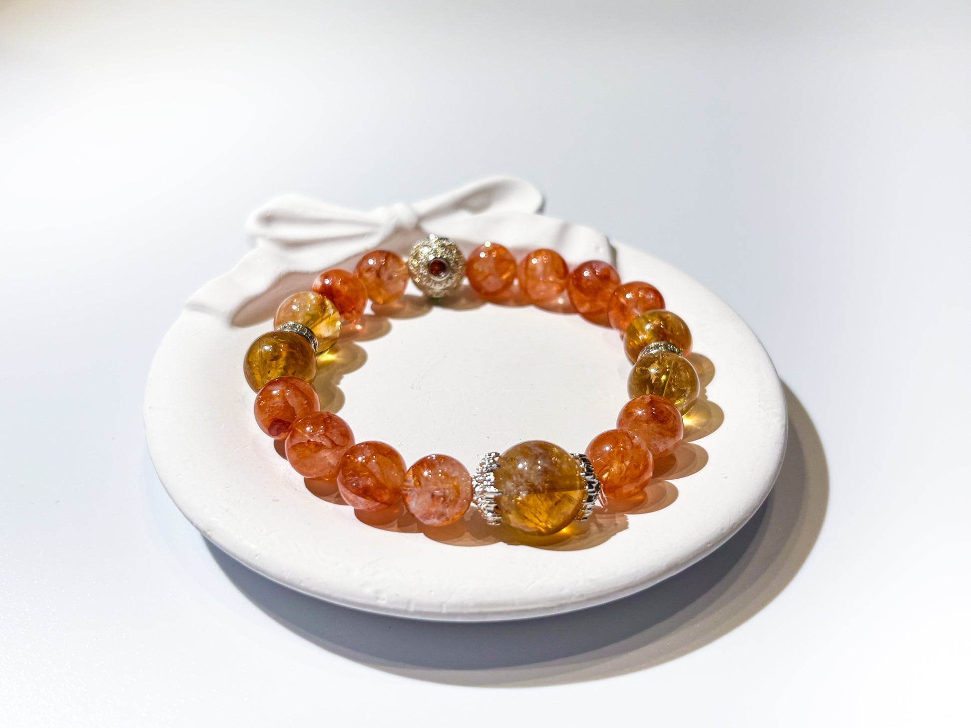 Orange Hematoid Quartz, Red Hematoid Quartz & Citrine Bracelet Healing Set Chakra - Balancing Crystal Jewelry - Nura Crystal