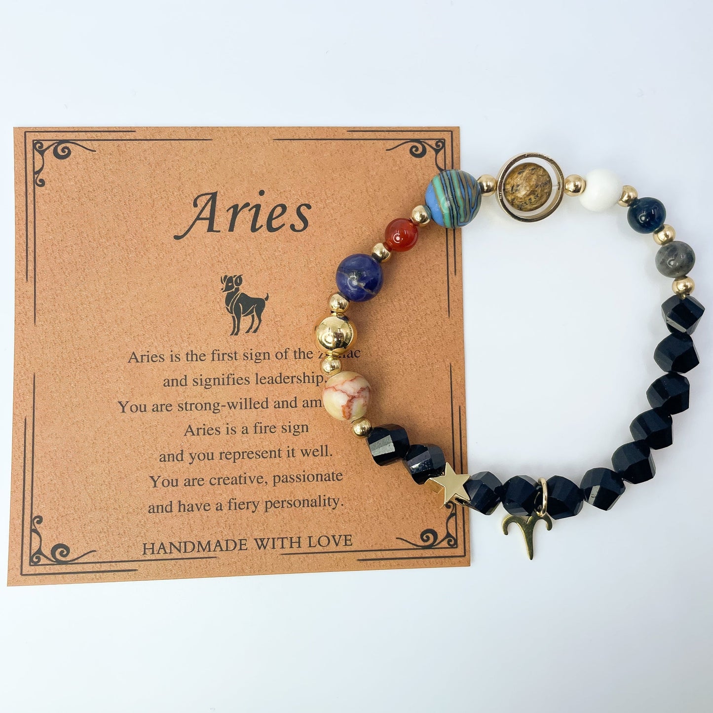Planet Series - Aries Nature Stone Zodiac Bracelet - Nura Crystal