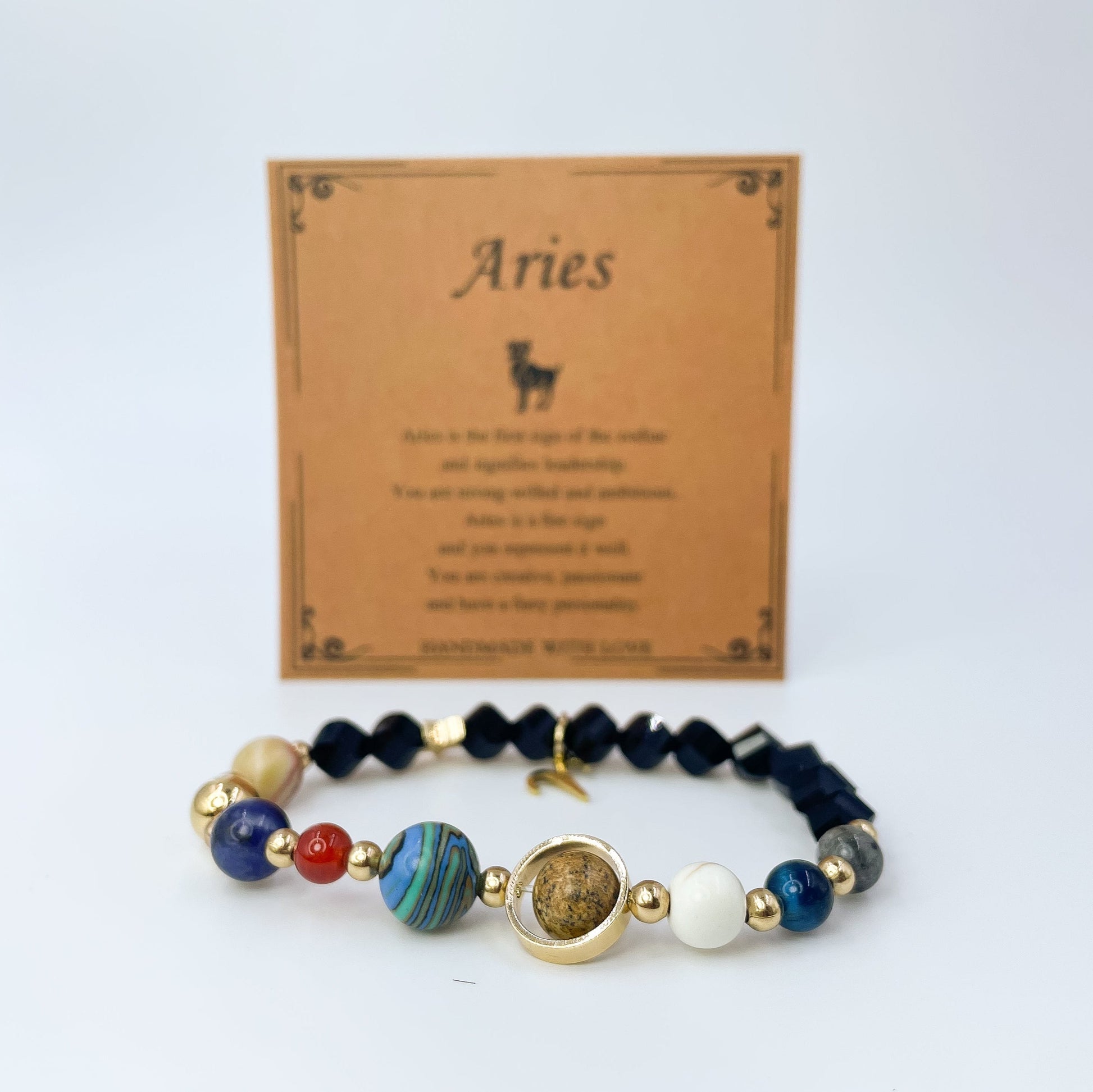 Planet Series - Aries Nature Stone Zodiac Bracelet - Nura Crystal