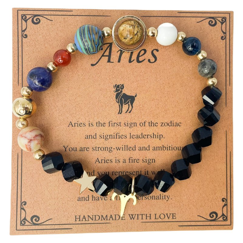 Planet Series - Aries Nature Stone Zodiac Bracelet - Nura Crystal