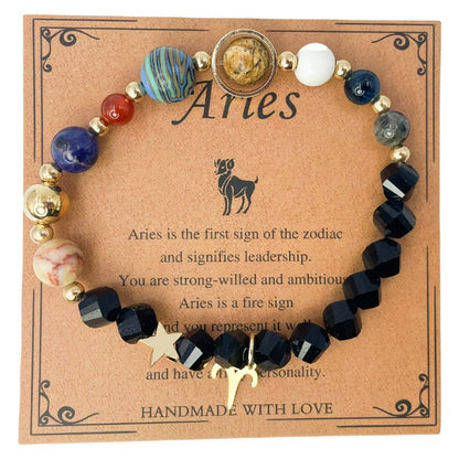 Planet Series - Aries Nature Stone Zodiac Bracelet - Nura Crystal