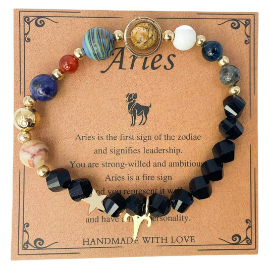 Planet Series - Aries Nature Stone Zodiac Bracelet - Nura Crystal