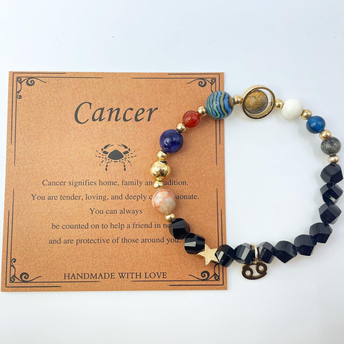 Planet Series - Cancer Nature Stone Zodiac Bracelet - Nura Crystal