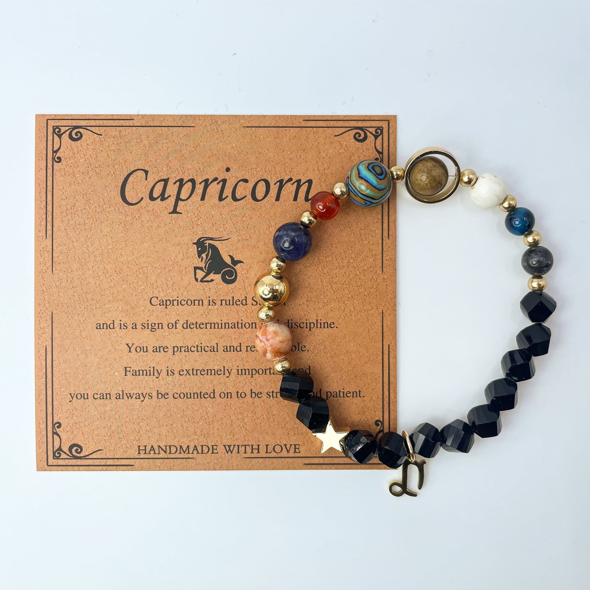 Planet Series - Capricorn Nature Stone Zodiac Bracelet - Nura Crystal