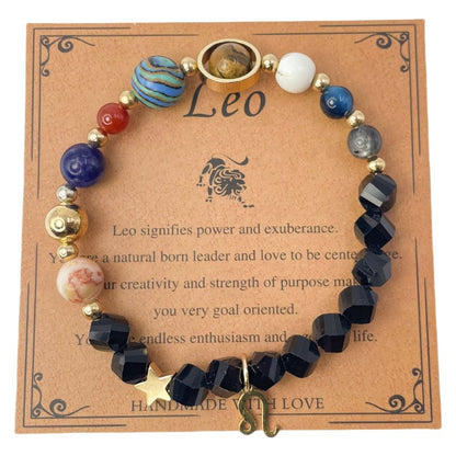 Planet Series - Leo Nature Stone Zodiac Bracelet - Nura Crystal