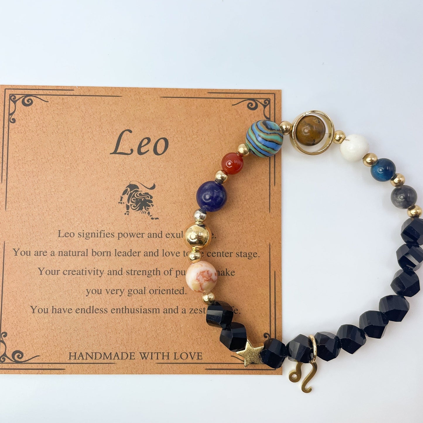 Planet Series - Leo Nature Stone Zodiac Bracelet - Nura Crystal
