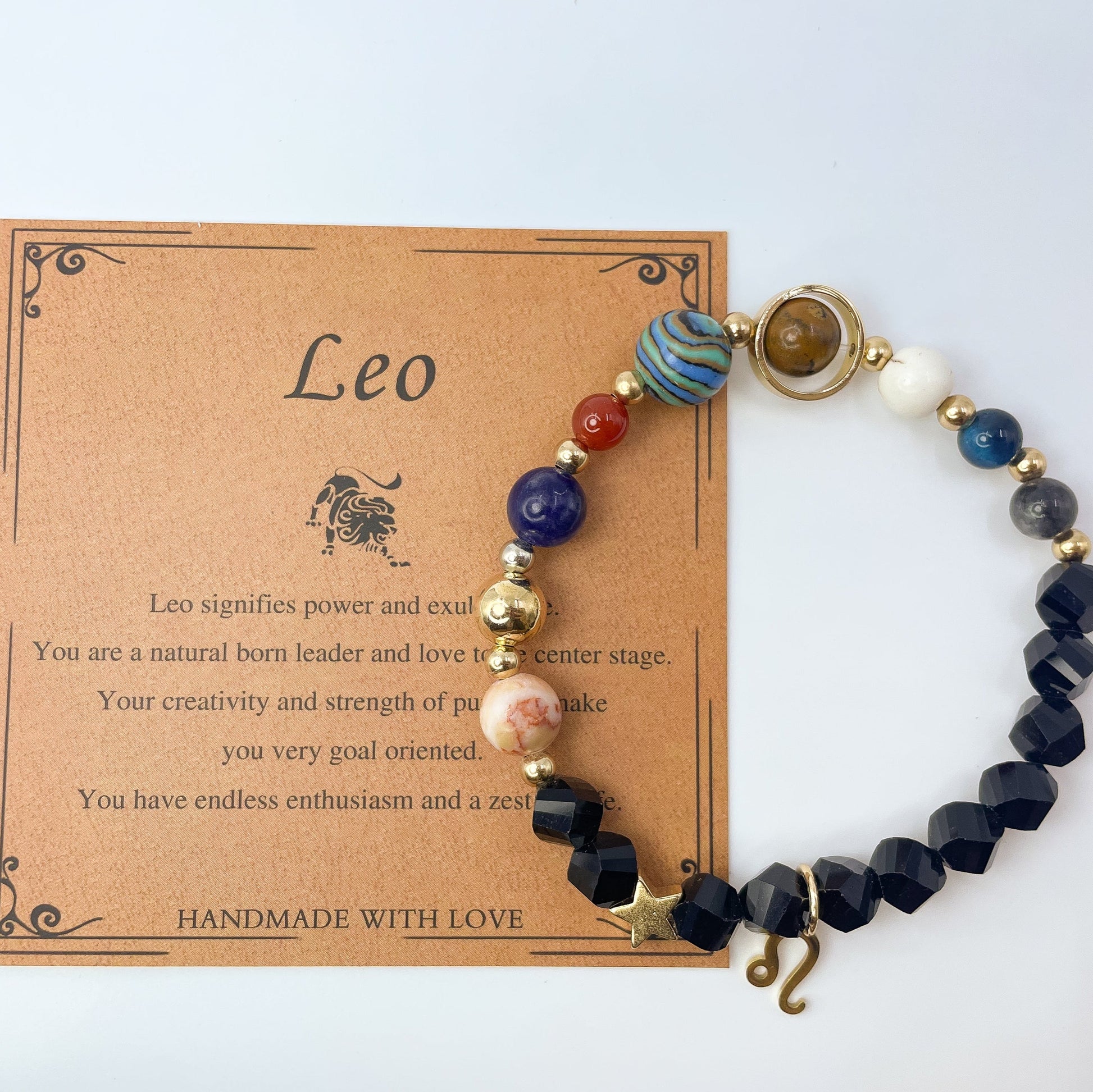 Planet Series - Leo Nature Stone Zodiac Bracelet - Nura Crystal