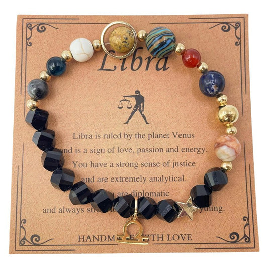 Planet Series - Libra Nature Stone Zodiac Bracelet - Nura Crystal