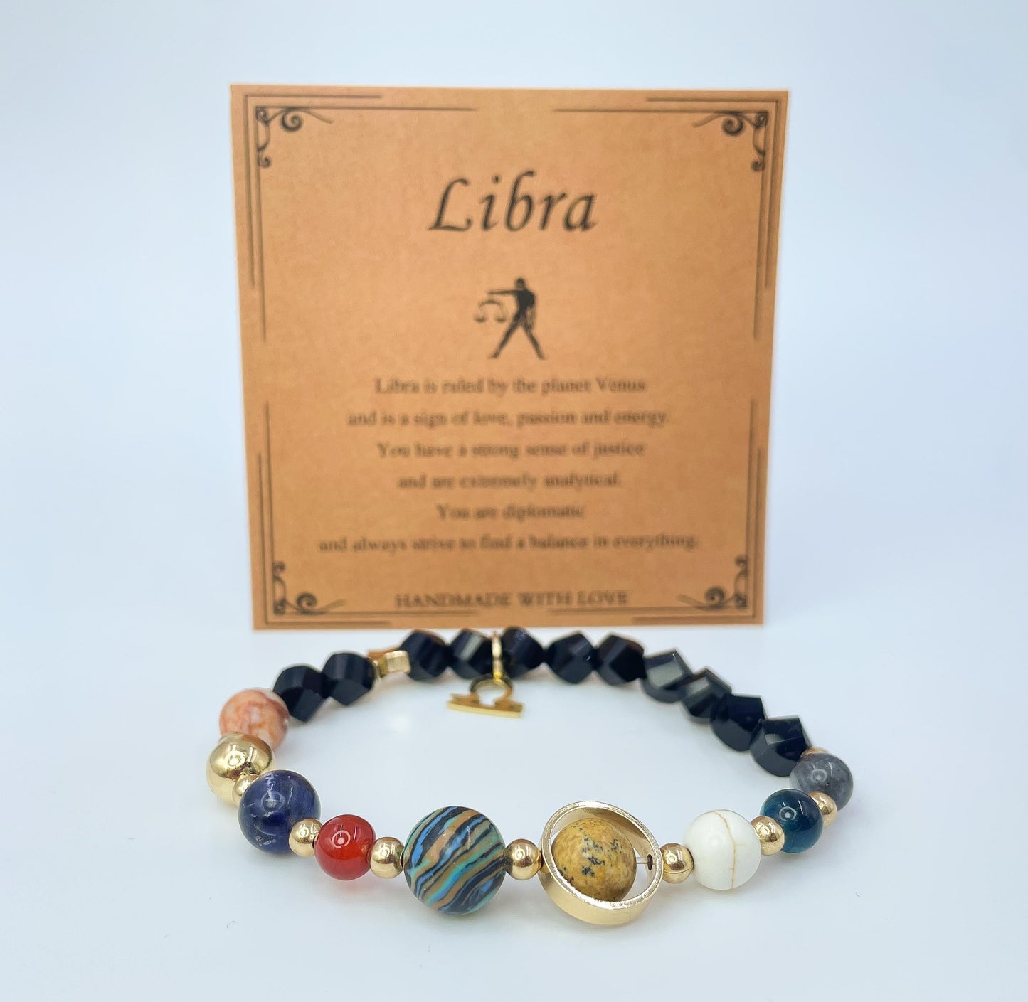 Planet Series - Libra Nature Stone Zodiac Bracelet - Nura Crystal