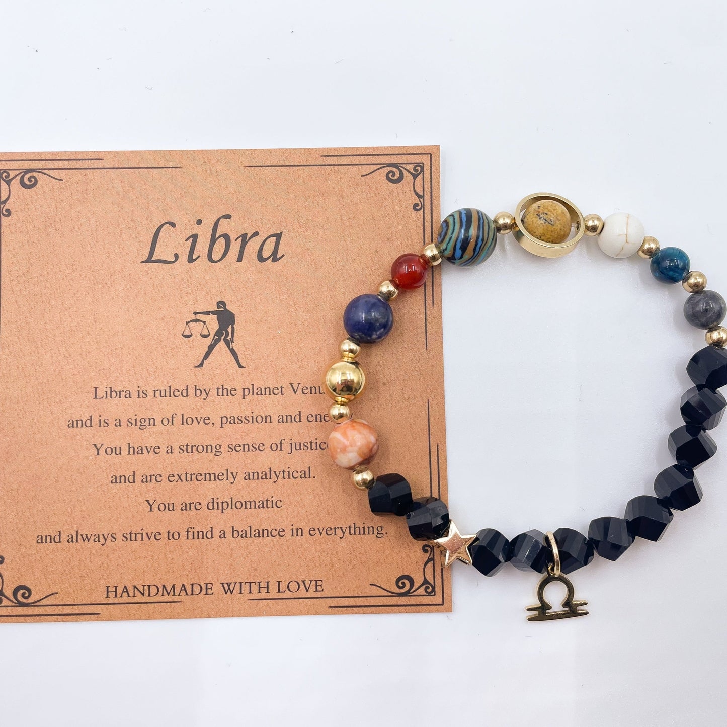 Planet Series - Libra Nature Stone Zodiac Bracelet - Nura Crystal