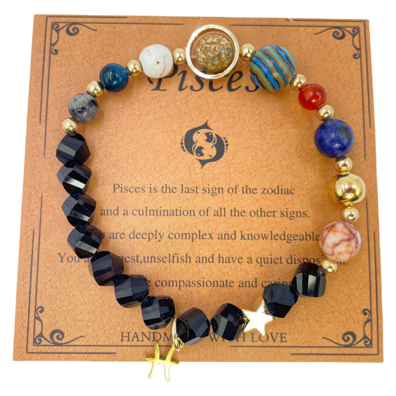 Planet Series - Pisces Nature Stone Zodiac Bracelet - Nura Crystal