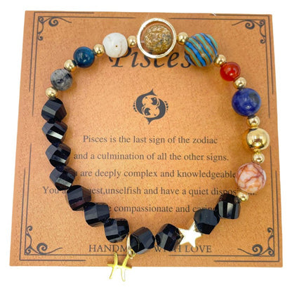 Planet Series - Pisces Nature Stone Zodiac Bracelet - Nura Crystal