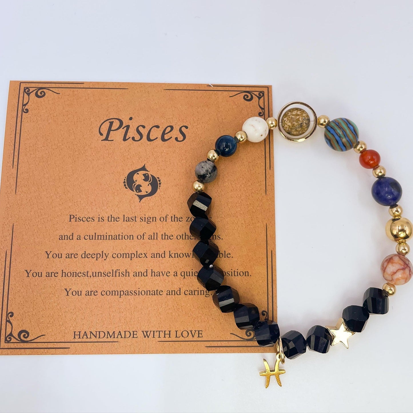 Planet Series - Pisces Nature Stone Zodiac Bracelet - Nura Crystal