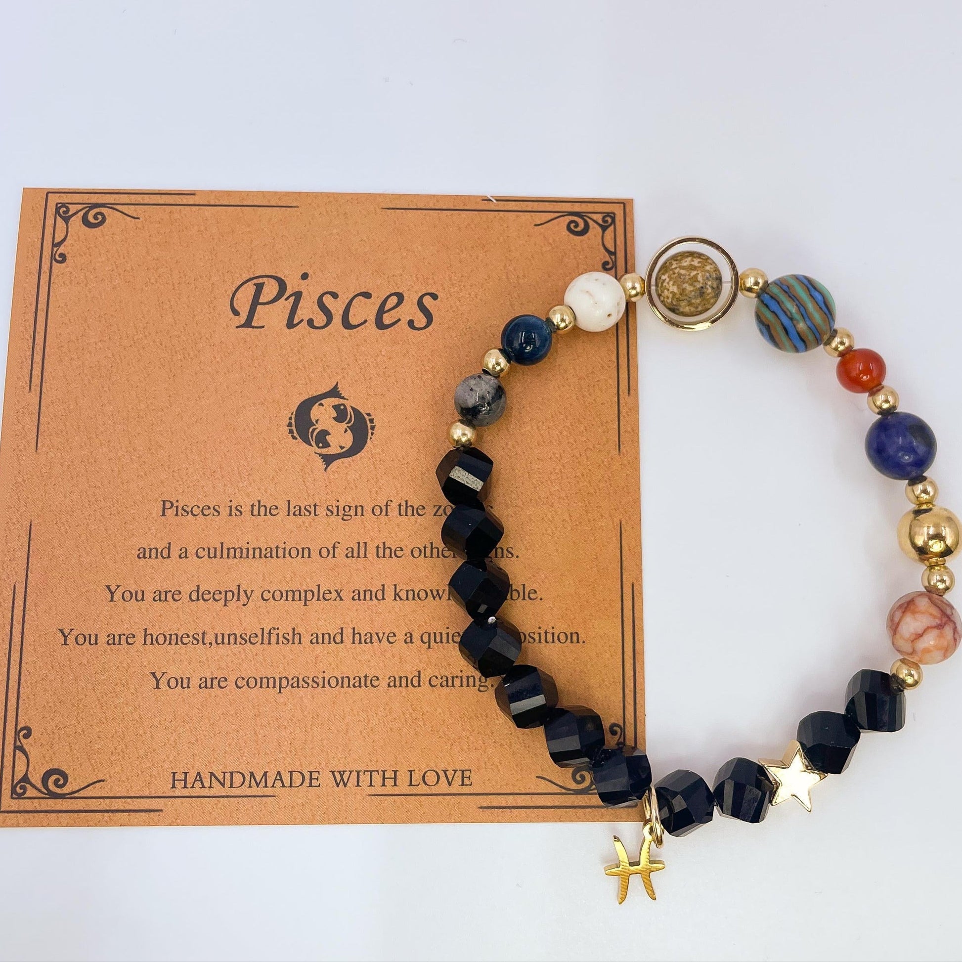 Planet Series - Pisces Nature Stone Zodiac Bracelet - Nura Crystal