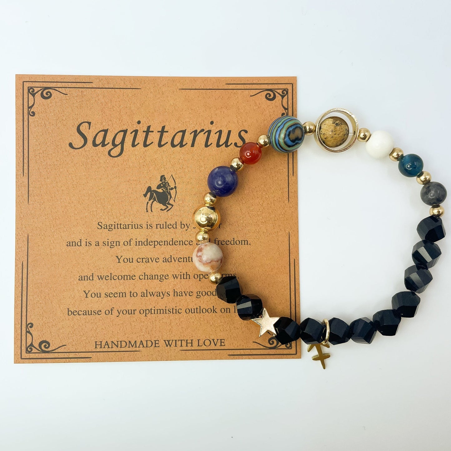 Planet Series - Sagittarius Nature Stone Zodiac Bracelet - Nura Crystal