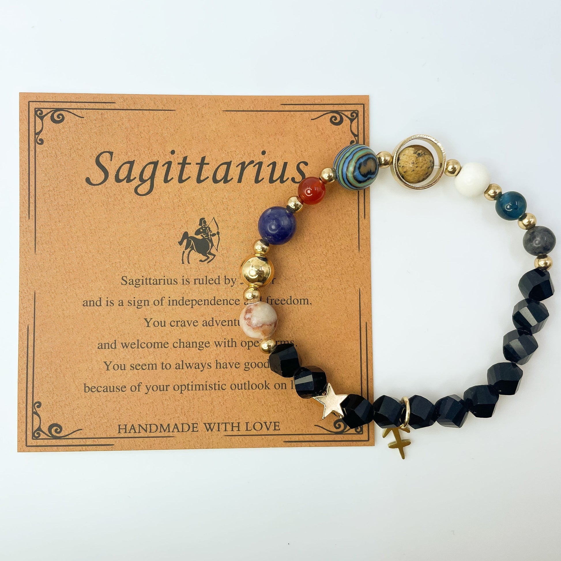 Planet Series - Sagittarius Nature Stone Zodiac Bracelet - Nura Crystal