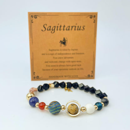 Planet Series - Sagittarius Nature Stone Zodiac Bracelet - Nura Crystal