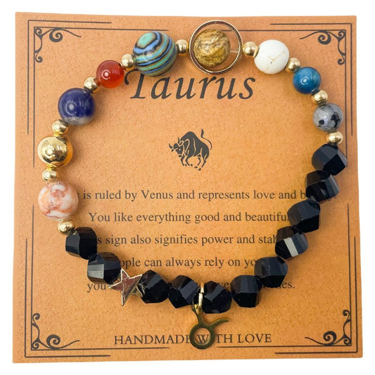 Planet Series - Taurus Nature Stone Zodiac Bracelet - Nura Crystal