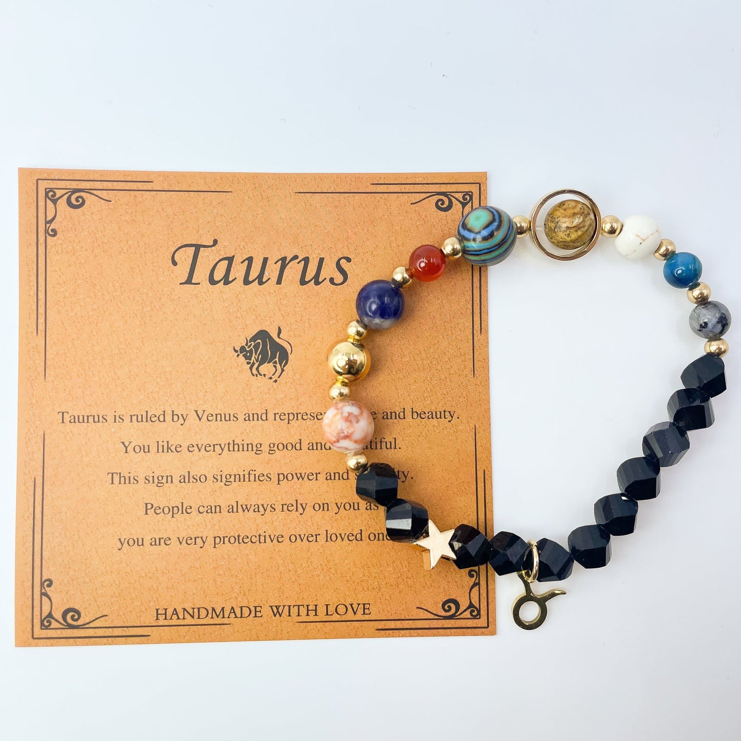 Planet Series - Taurus Nature Stone Zodiac Bracelet - Nura Crystal