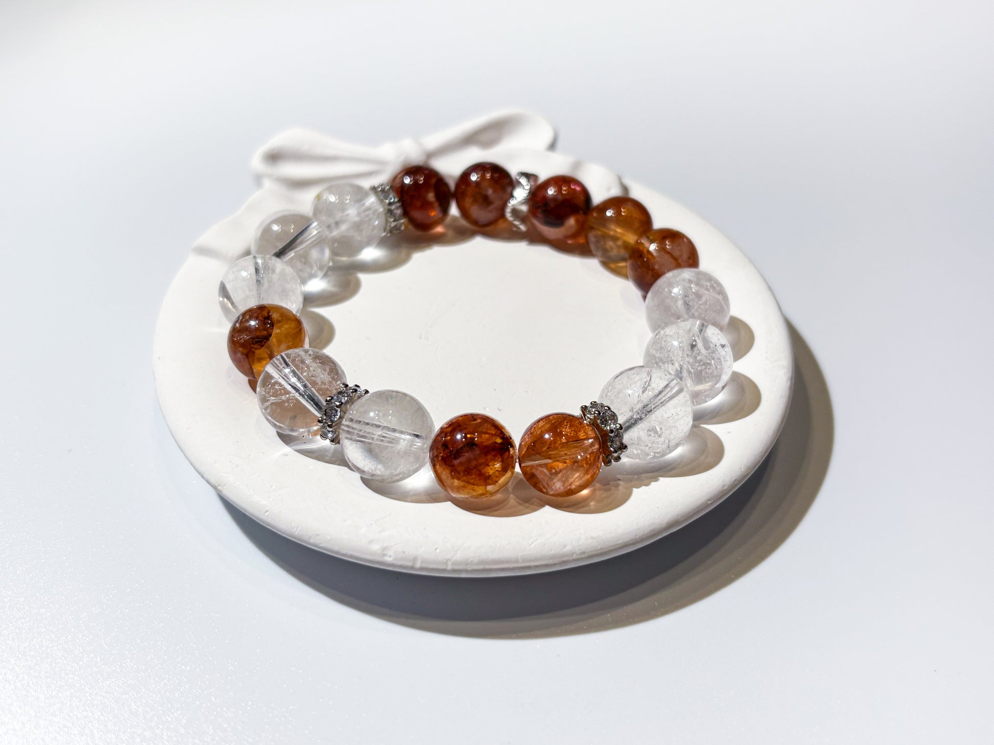 Red Hematoid & Clear Quartz Bracelet Healing Set Chakra - Balancing Crystal Jewelry - Nura Crystal