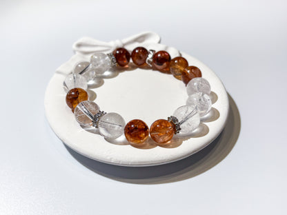Red Hematoid & Clear Quartz Bracelet Healing Set Chakra - Balancing Crystal Jewelry - Nura Crystal