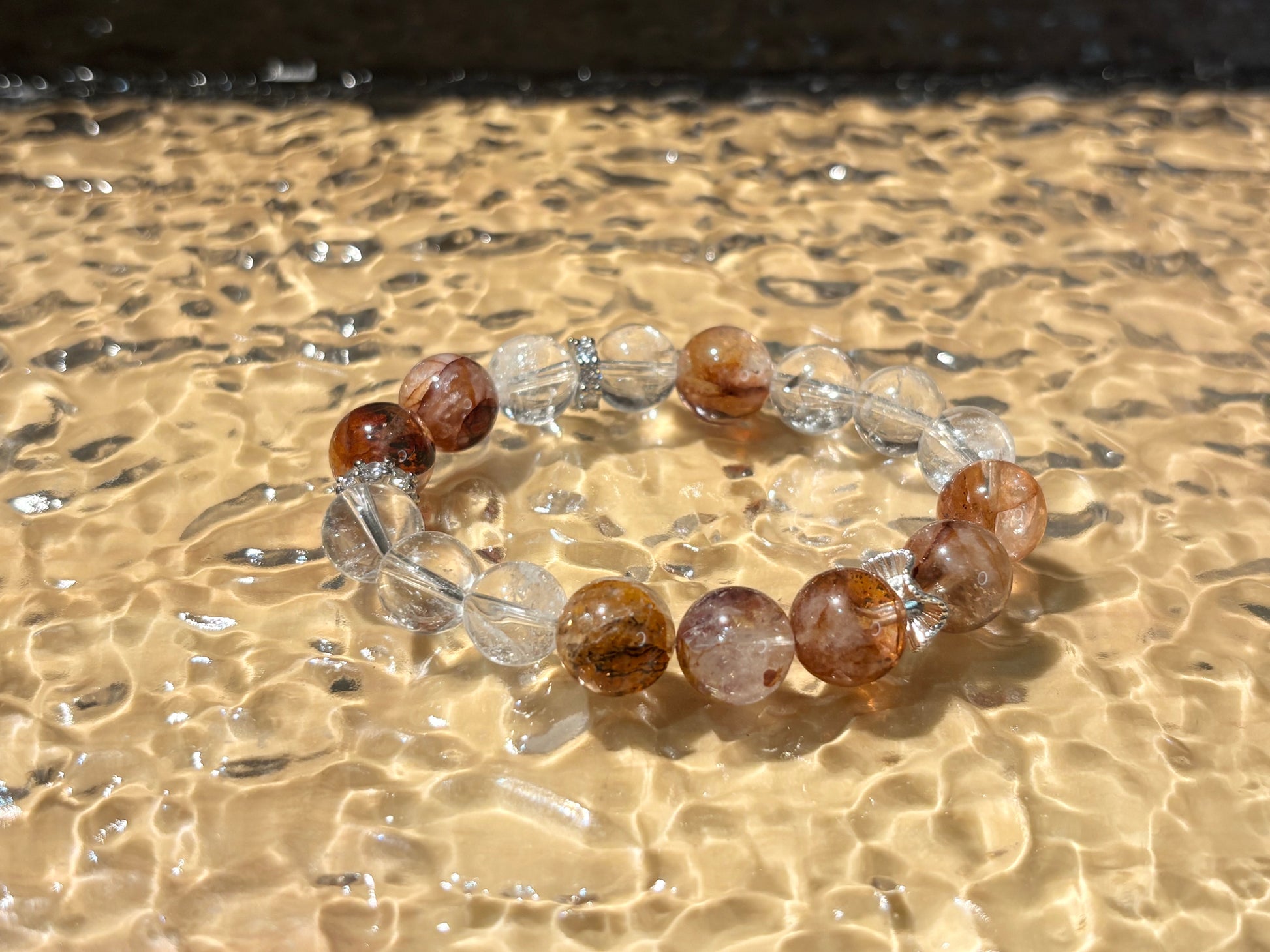 Red Hematoid & Clear Quartz Bracelet Healing Set Chakra - Balancing Crystal Jewelry - Nura Crystal