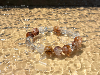 Red Hematoid & Clear Quartz Bracelet Healing Set Chakra - Balancing Crystal Jewelry - Nura Crystal