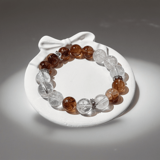 Red Hematoid & Clear Quartz Bracelet Healing Set Chakra - Balancing Crystal Jewelry - Nura Crystal