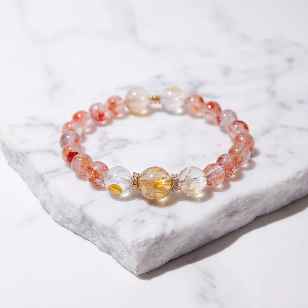 Red Hematoid Quartz & Citrine Crystal Healing Set Chakra - Balancing Crystal Jewelry - Nura Crystal