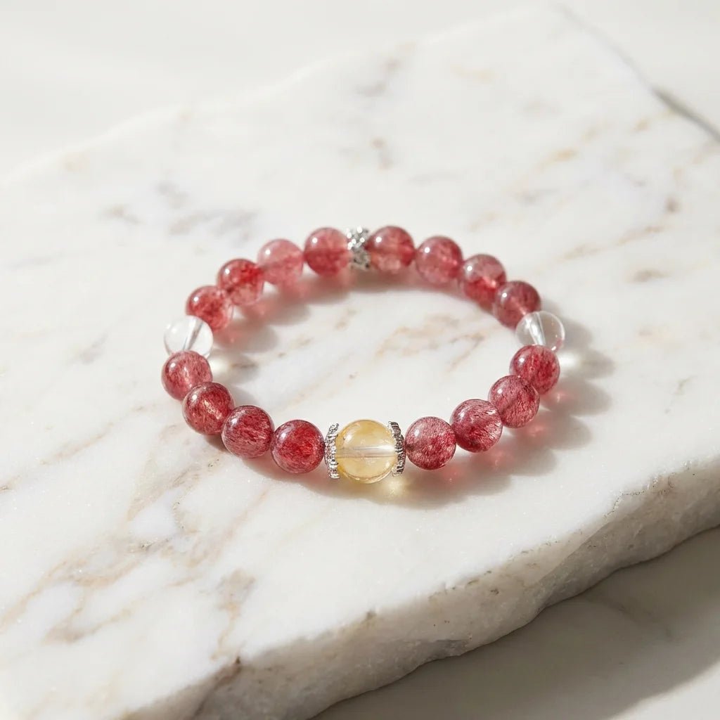 Rhodonite & Clear Quartz Healing Set Chakra - Balancing Crystal Jewelry - Nura Crystal