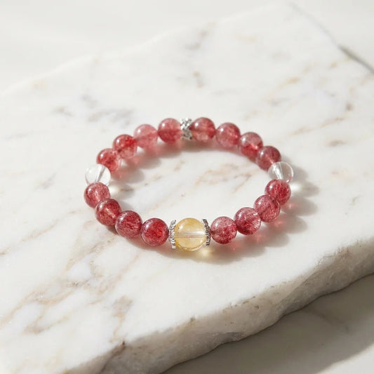 Rhodonite & Clear Quartz Healing Set Chakra - Balancing Crystal Jewelry - Nura Crystal