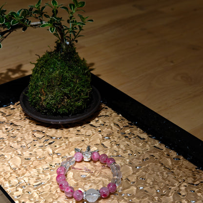 Sakura Agate & White Moonstone Bracelet Healing Set Chakra - Balancing Crystal Jewelry - Nura Crystal