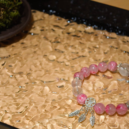Sakura Agate & White Moonstone Bracelet Healing Set Chakra - Balancing Crystal Jewelry - Nura Crystal