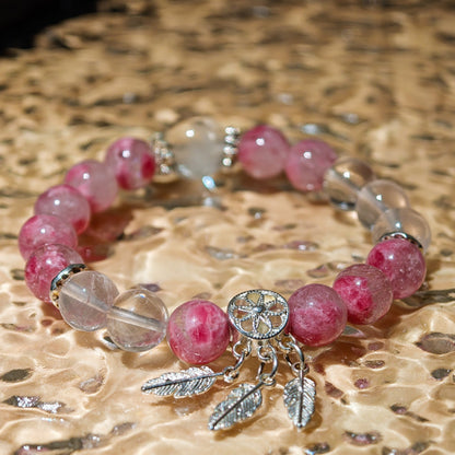 Sakura Agate & White Moonstone Bracelet Healing Set Chakra - Balancing Crystal Jewelry - Nura Crystal