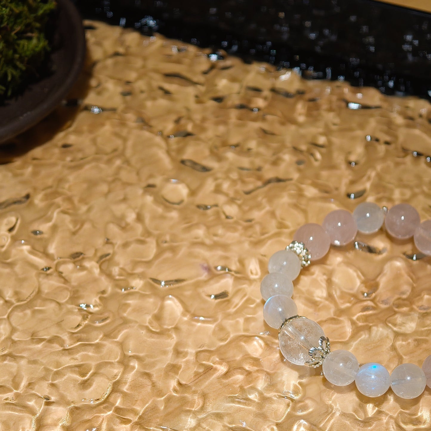 White Moonstone & Madagascar Rose Quartz Bracelet Healing Set Chakra - Balancing Crystal Jewelry - Nura Crystal