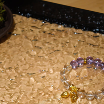 White Quartz & Amethyst & Gold Accents Bracelet Healing Set Chakra - Balancing Crystal Jewelry - Nura Crystal