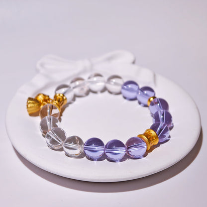 White Quartz & Amethyst & Gold Accents Bracelet Healing Set Chakra - Balancing Crystal Jewelry - Nura Crystal