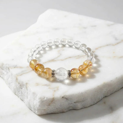 Yellow Hematoid Quartz & Clear Quartz Bracelet Healing Set Chakra - Balancing Crystal Jewelry - Nura Crystal