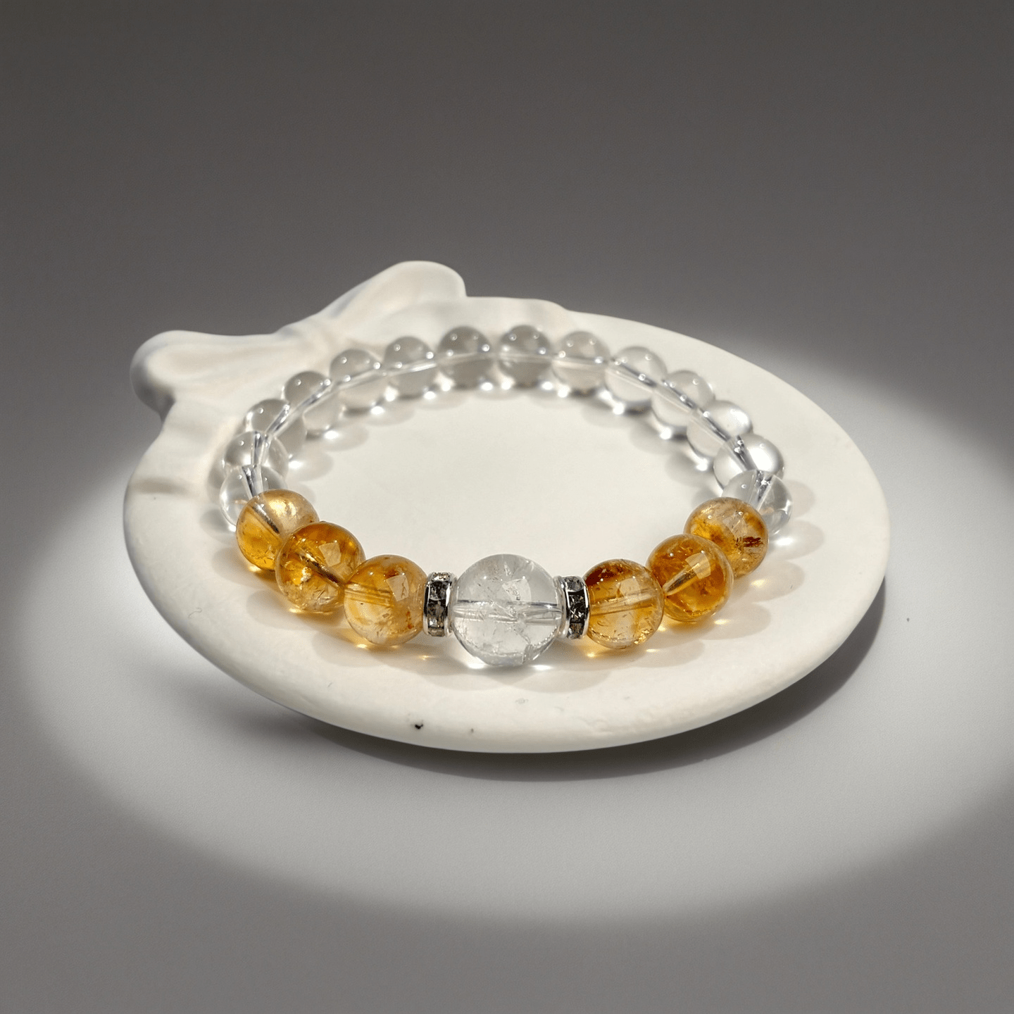 Yellow Hematoid Quartz & Clear Quartz Bracelet Healing Set Chakra - Balancing Crystal Jewelry - Nura Crystal