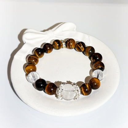 Yellow Tiger's Eye & White Phantom Quartz Bracelet Healing Set Chakra - Balancing Crystal Jewelry - Nura Crystal