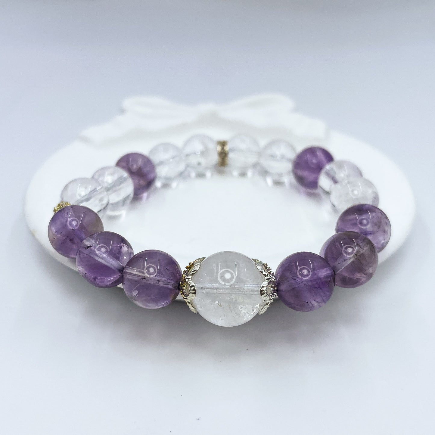 Amethyst & Clear Quartz Energy Healing Set Chakra - Balancing Crystal Jewelry