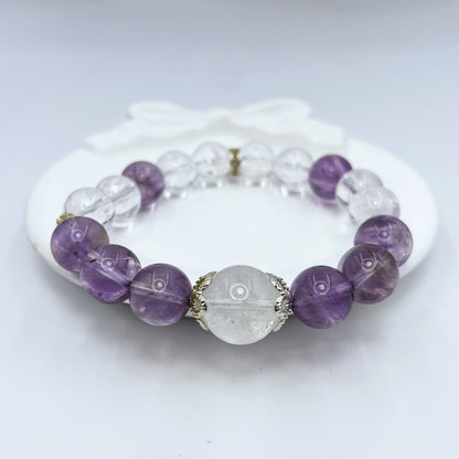Amethyst & Clear Quartz Energy Healing Set Chakra - Balancing Crystal Jewelry