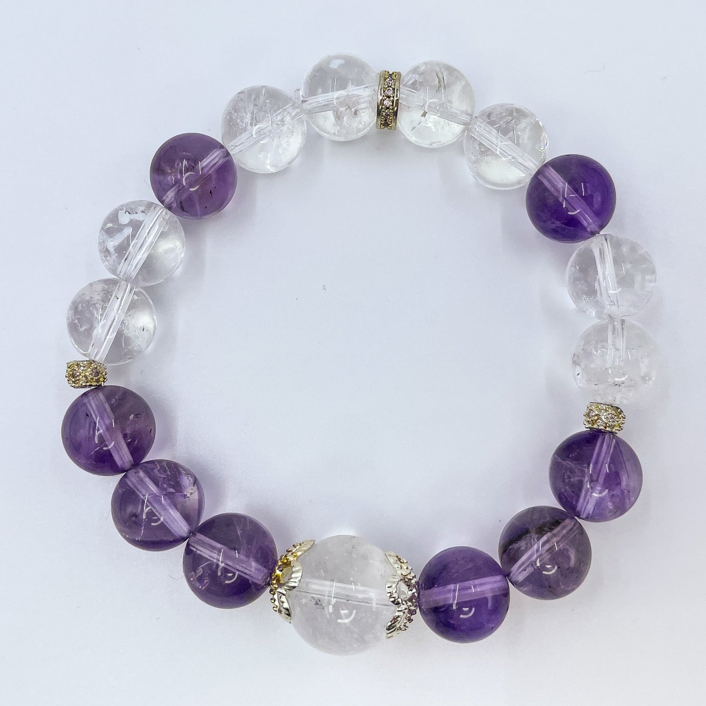 Amethyst & Clear Quartz Energy Healing Set Chakra - Balancing Crystal Jewelry