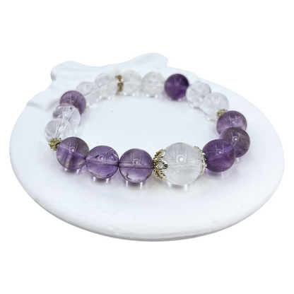 Amethyst & Clear Quartz Energy Healing Set Chakra - Balancing Crystal Jewelry